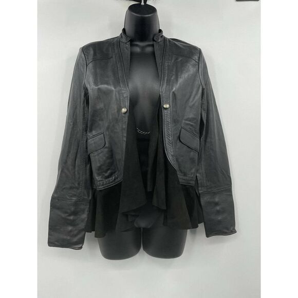 Free People Jakett Willow Peplum Size XS Leather Suede Black Womens Jacket - Picture 2 of 11